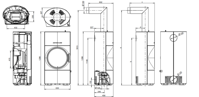 Dimensions Austroflamm Clou Xtra